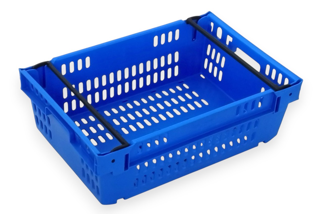 Caixa de plástico gradeada, encaixável em vazio e empilhável sobre arcos Ref. 1202