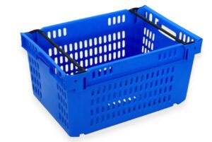 Caixa de plástico gradeada, encaixável em vazio e empilhável sobre arcos Ref. 1302