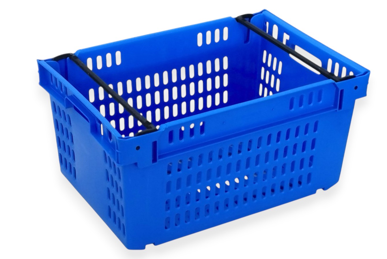 Caixa de plástico gradeada, encaixável em vazio e empilhável sobre arcos Ref. 1302