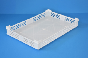 caixa-9617 Caixa de plástico fundo fechado, lados gradeados, com cantos baixos Ref. 9617