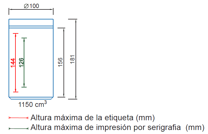 Altura máxima etiqueta y serigrafia Ref. 9381