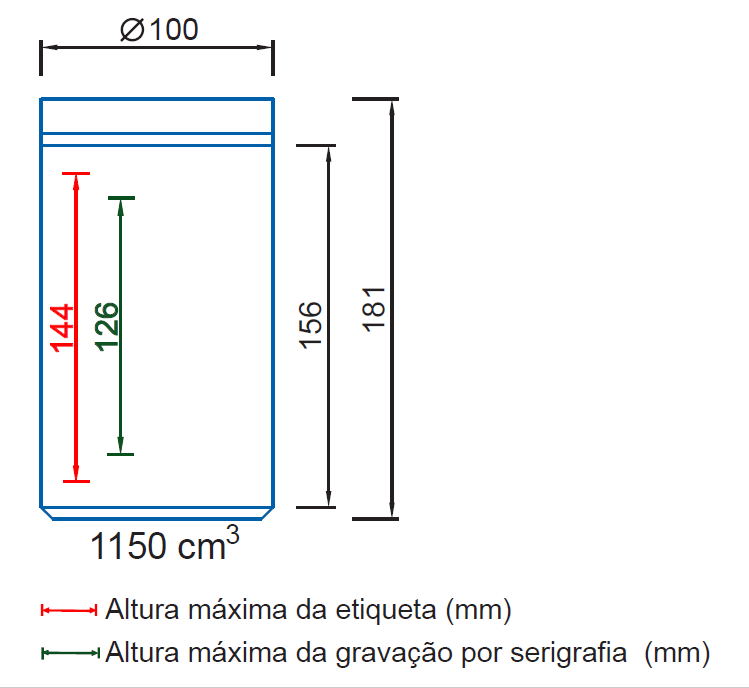 Altura máxima da etiqueta e serigrafia boião ref. 9381