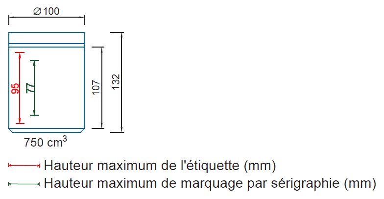 Hauteur maximum étiquette et sérigraphie Ref. 9372