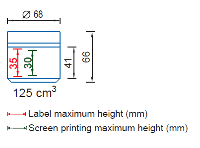 Maximum height for Label and screen printing Ref. 9470